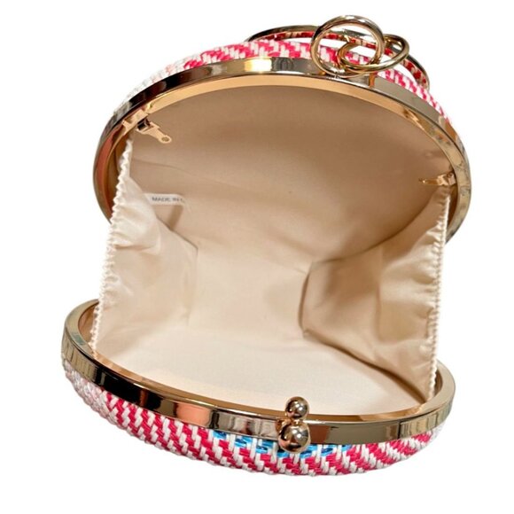 Alesssia Round 9" Textured Hardshell Multicolor Tote Clutch Handbag - Picture 5 of 6